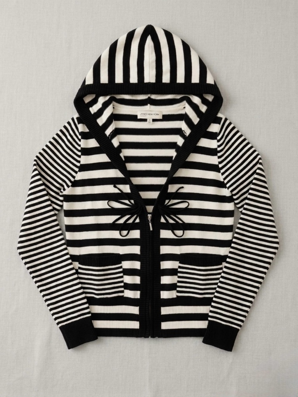 Jones New York Black and White Striped Top